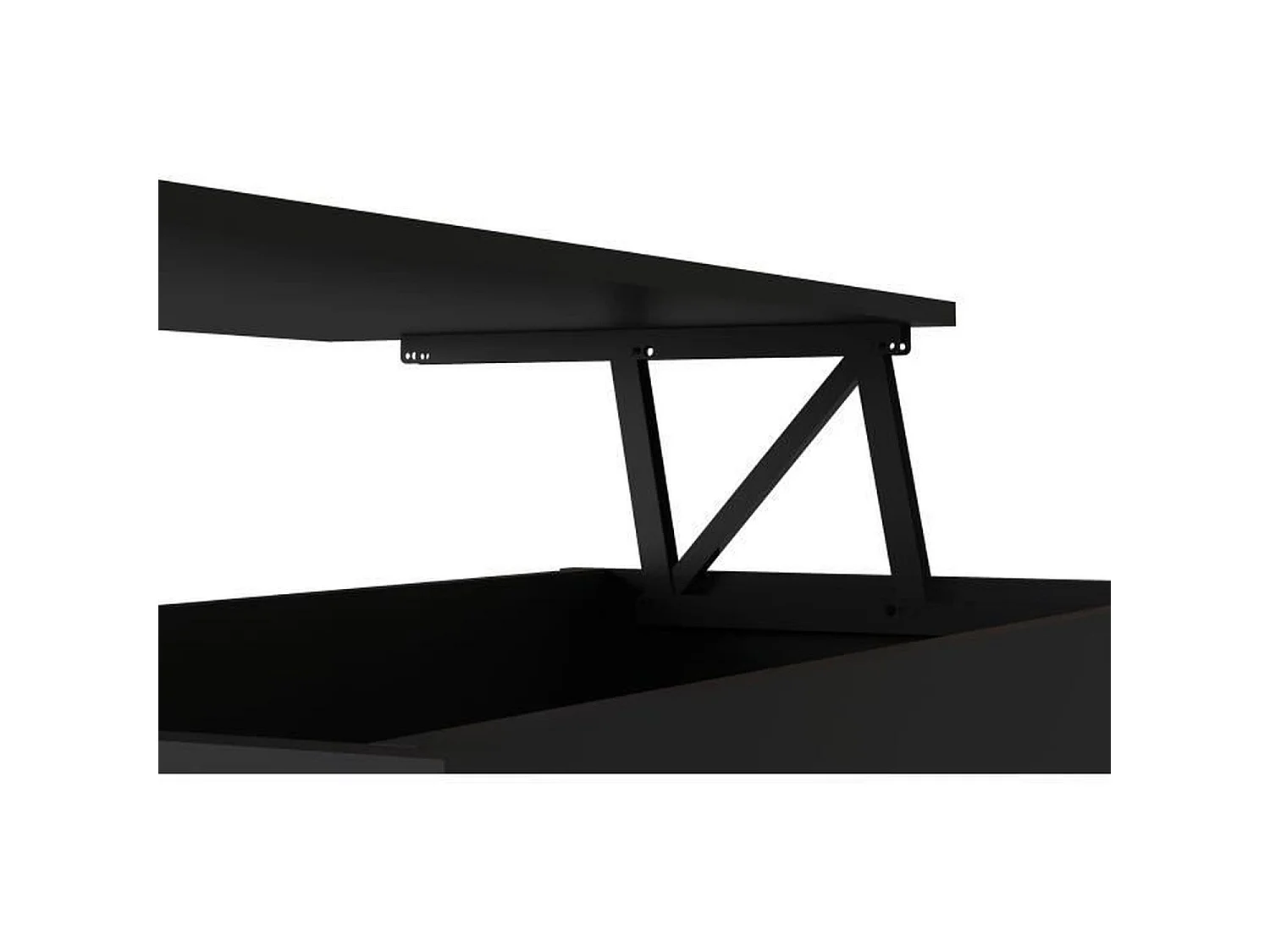 Table basse plateau relevable, mélaminé noir, Happy