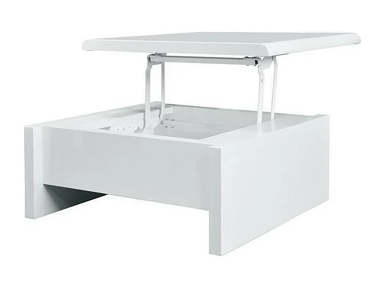 Table basse relevable - Blanc laque - L 75 x P 75 x H 35 - KARL