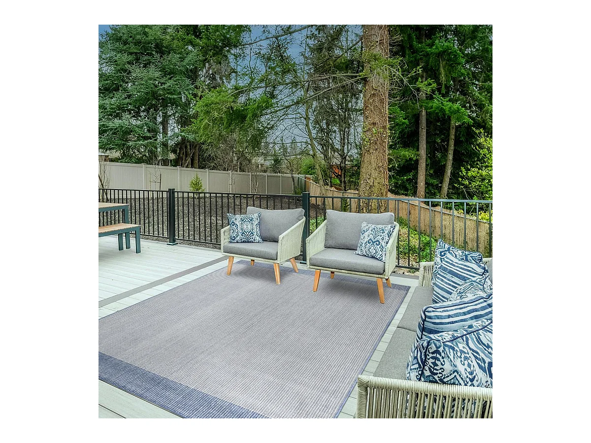 Tapis extérieur, kilim reversible 160x230 LYN2 N REVERSIBLE bleu et gris