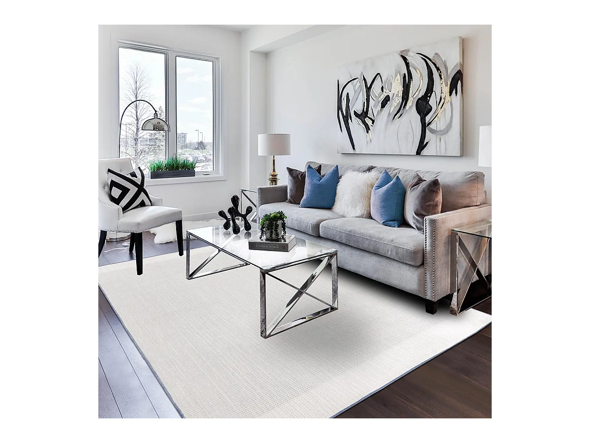 Tapis extérieur, kilim reversible 160x230 LYN2 N REVERSIBLE bleu et gris