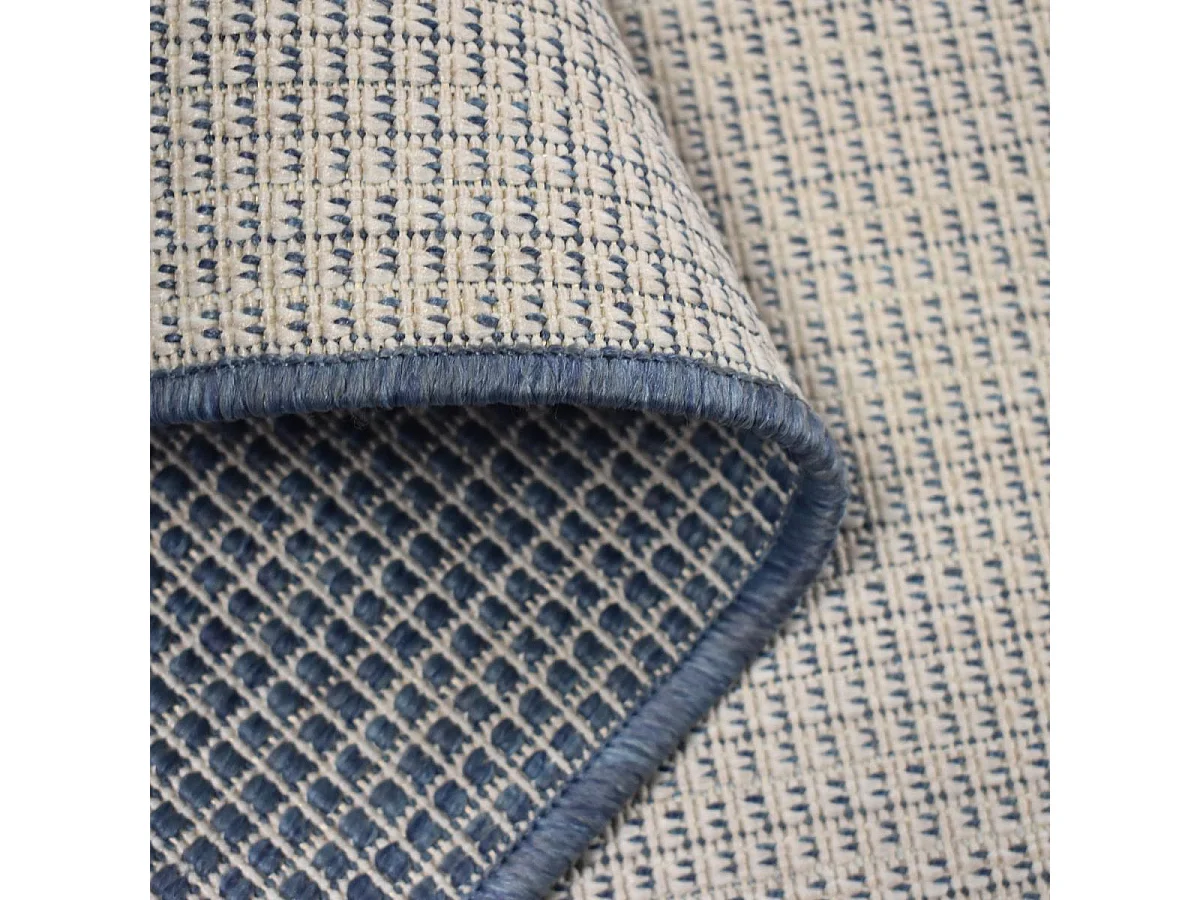 Tapis extérieur, kilim reversible 160x230 LYN2 N REVERSIBLE bleu et gris