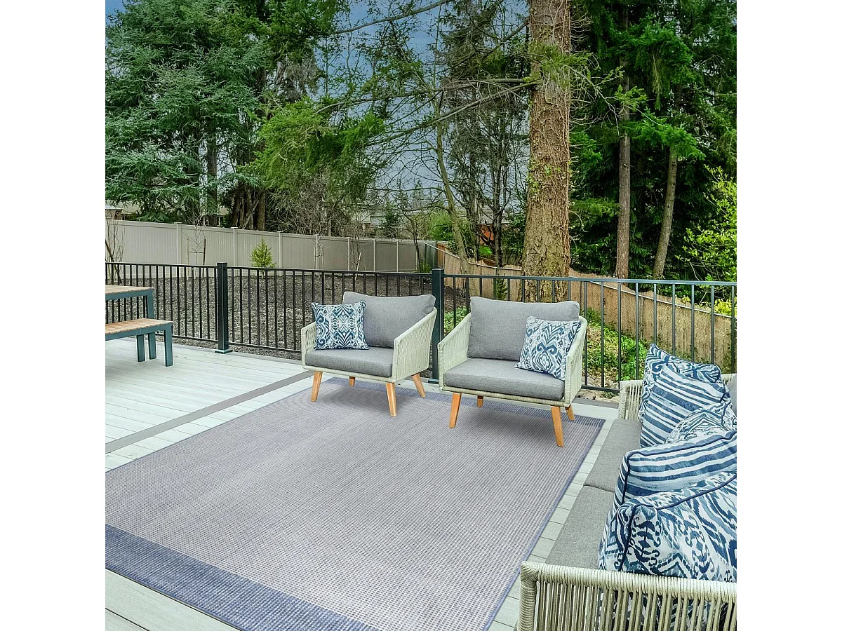 Tapis extérieur, kilim reversible 160x230 LYN2 N REVERSIBLE bleu et gris