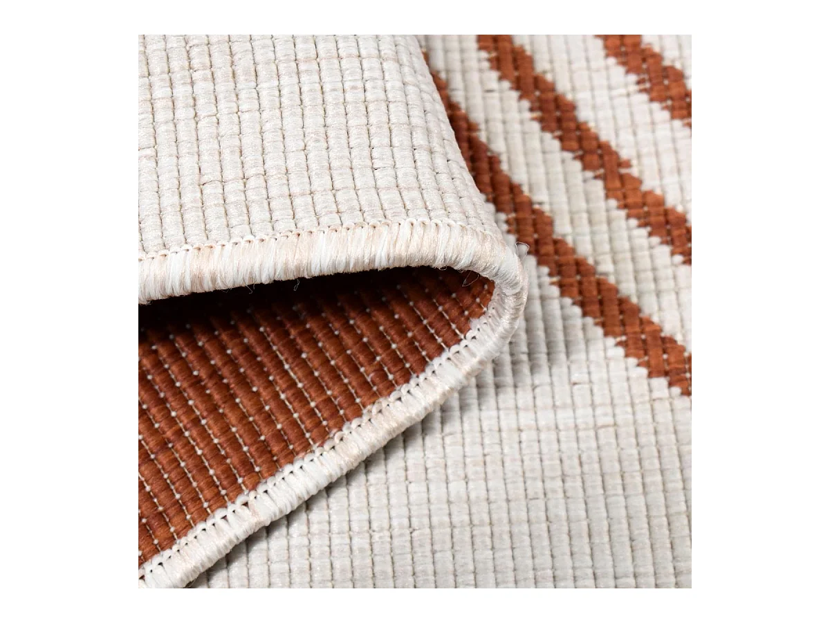 Tapis extérieur, kilim reversible 200x290 LYN2 BM REVERSIBLE terracotta et crème