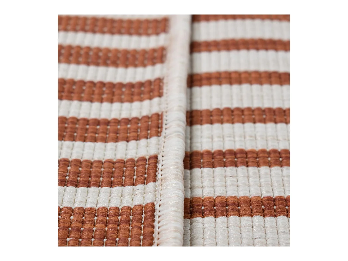 Tapis extérieur, kilim reversible 200x290 LYN2 BM REVERSIBLE terracotta et crème