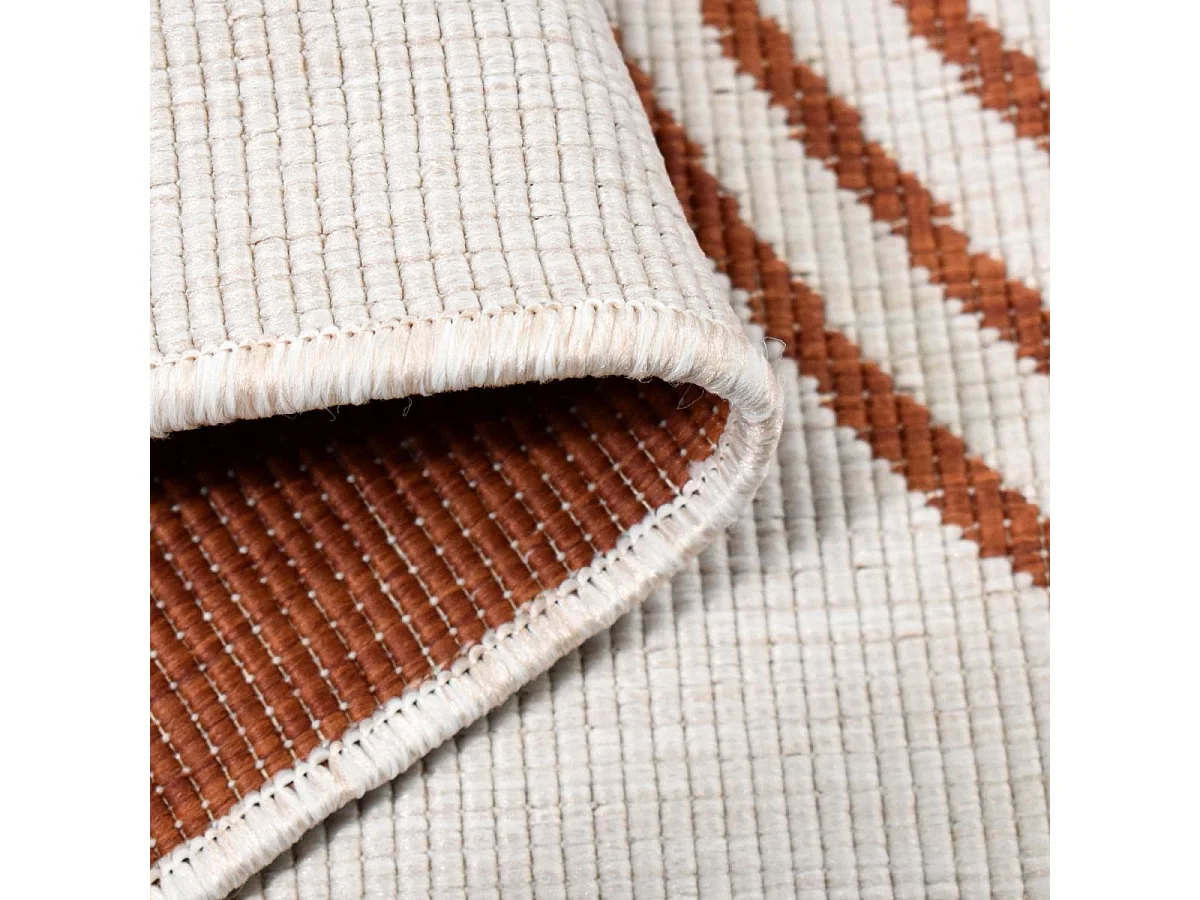 Tapis extérieur, kilim reversible 200x290 LYN2 BM REVERSIBLE terracotta et crème