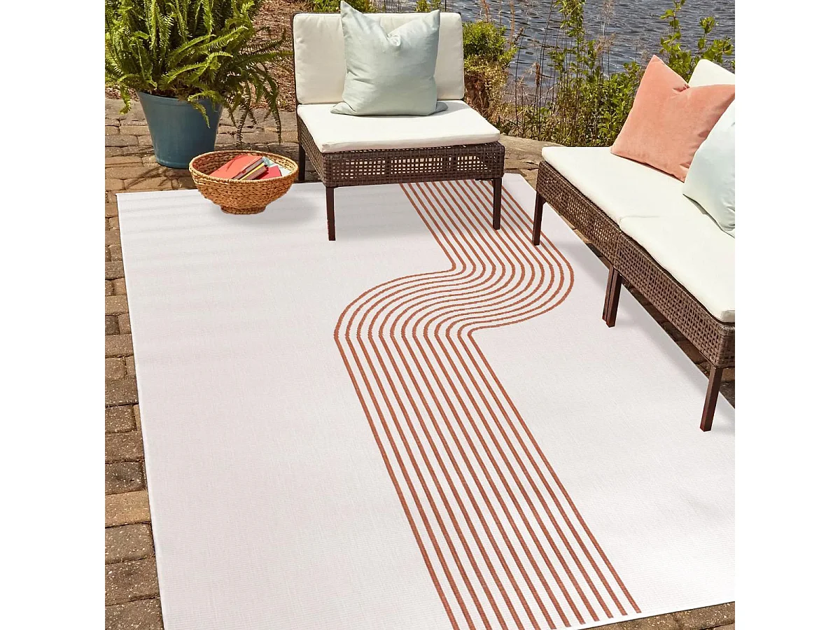 Tapis extérieur, kilim reversible 200x290 LYN2 BM REVERSIBLE terracotta et crème