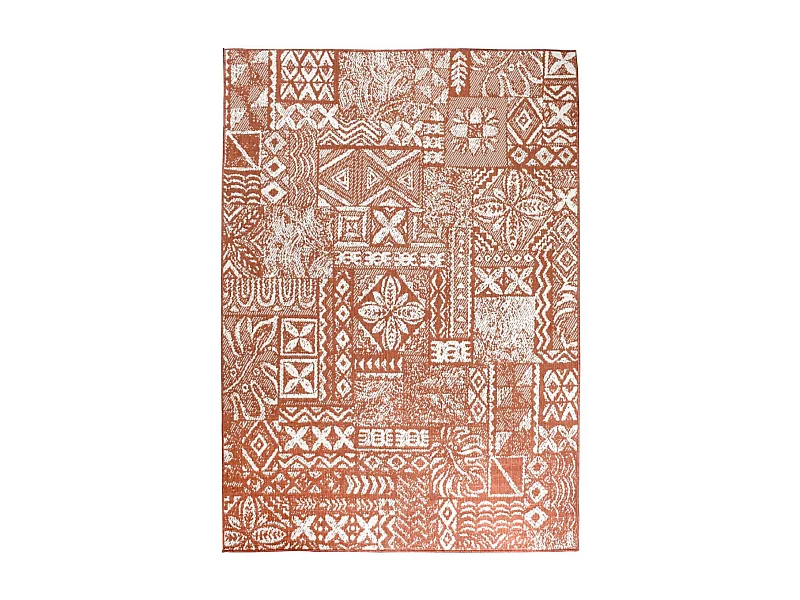 Tapis extérieur, kilim reversible 240x340 LYN2 AF REVERSIBLE terracotta et crème