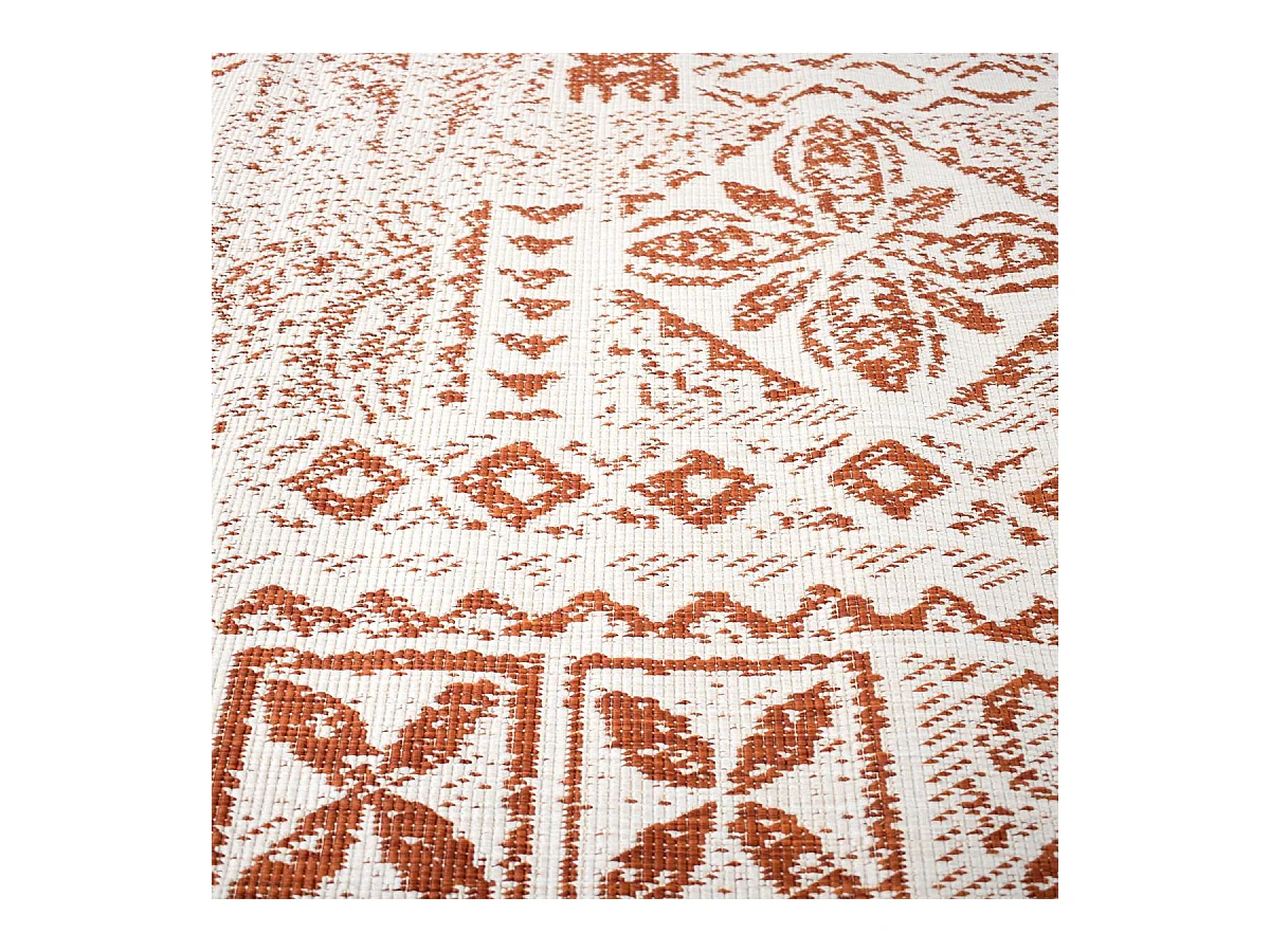 Tapis extérieur, kilim reversible 240x340 LYN2 AF REVERSIBLE terracotta et crème