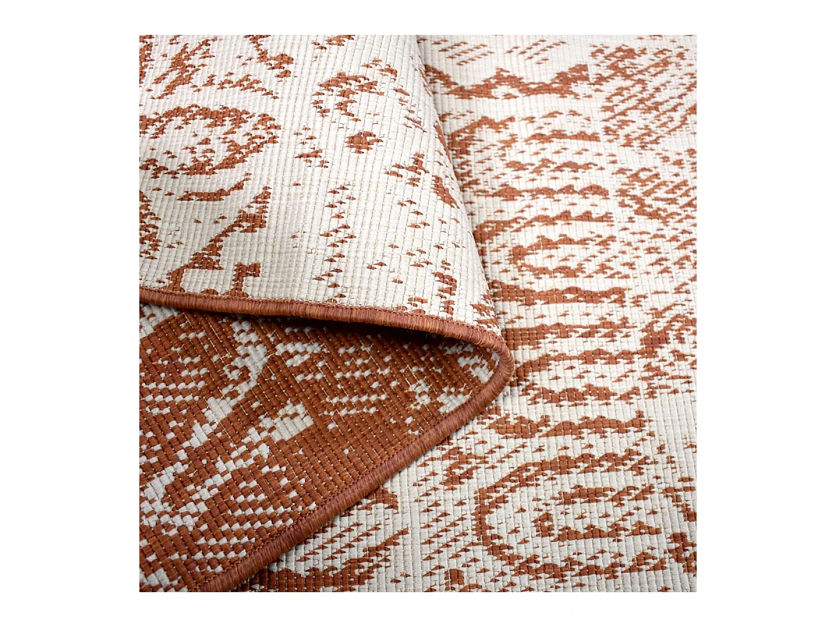 Tapis extérieur, kilim reversible 240x340 LYN2 AF REVERSIBLE terracotta et crème