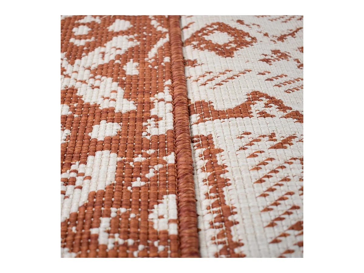 Tapis extérieur, kilim reversible 240x340 LYN2 AF REVERSIBLE terracotta et crème
