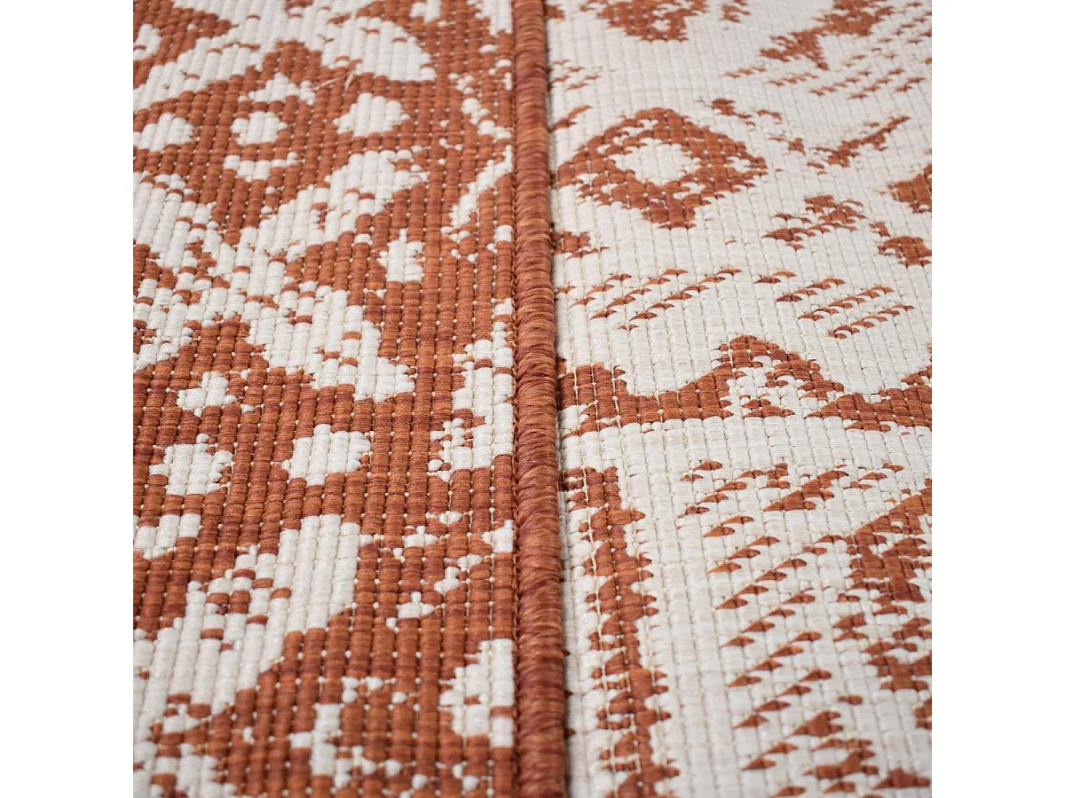 Tapis extérieur, kilim reversible 240x340 LYN2 AF REVERSIBLE terracotta et crème