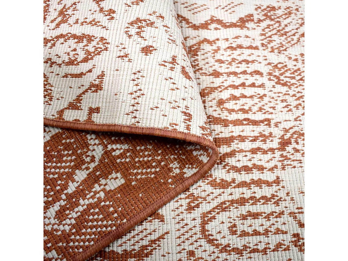 Tapis extérieur, kilim reversible 240x340 LYN2 AF REVERSIBLE terracotta et crème