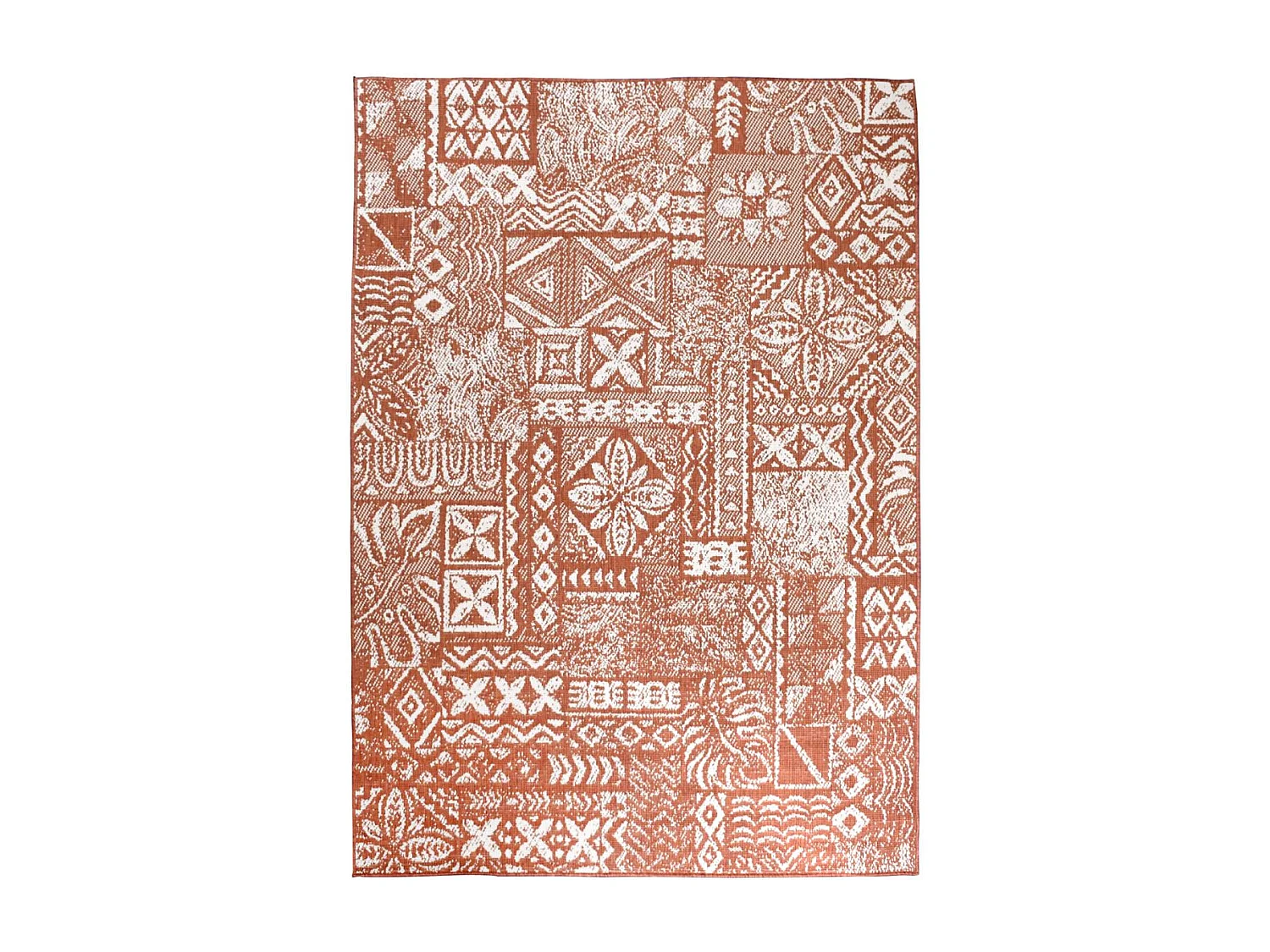 Tapis extérieur, kilim reversible 240x340 LYN2 AF REVERSIBLE terracotta et crème