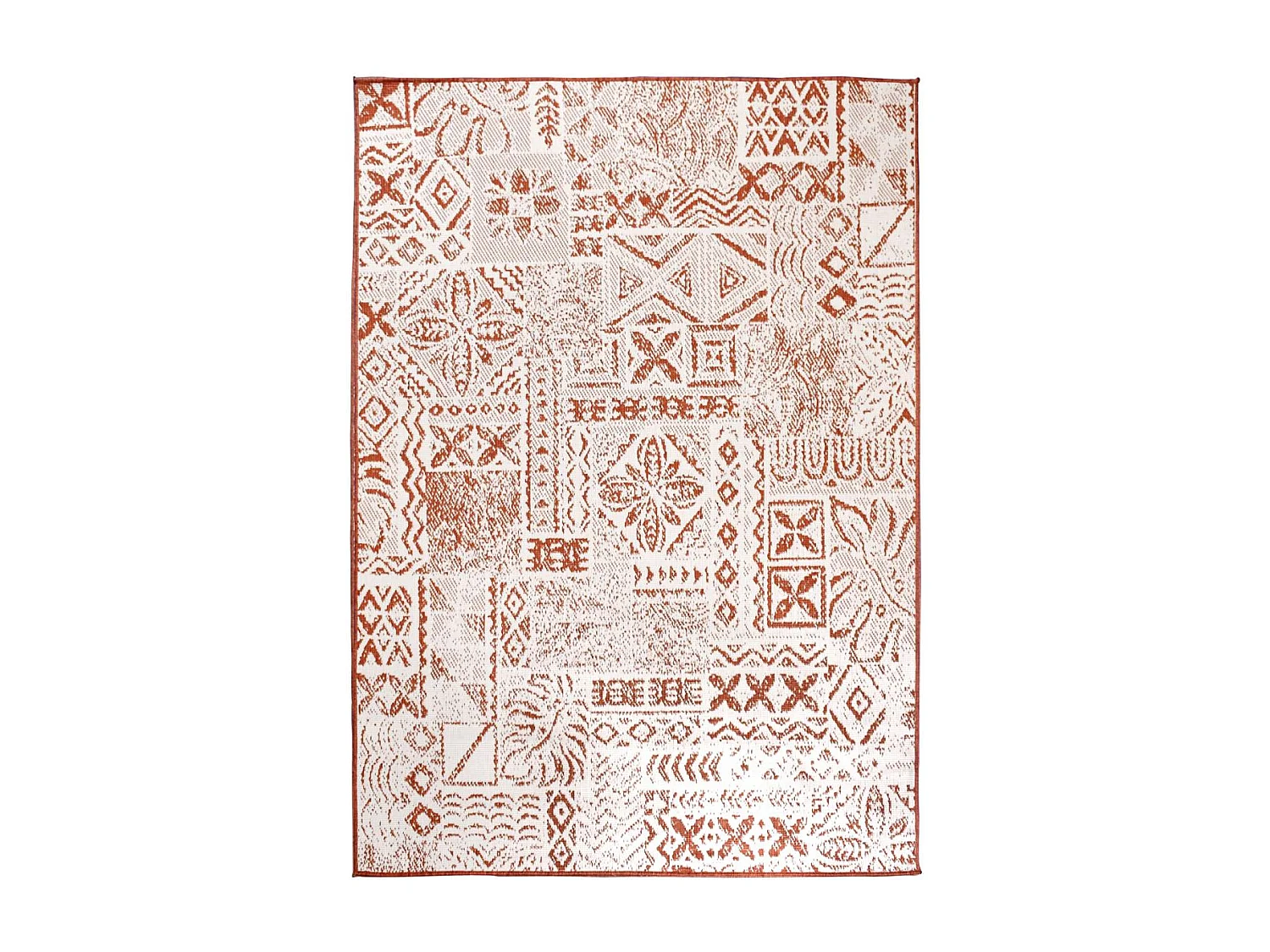 Tapis extérieur, kilim reversible 240x340 LYN2 AF REVERSIBLE terracotta et crème