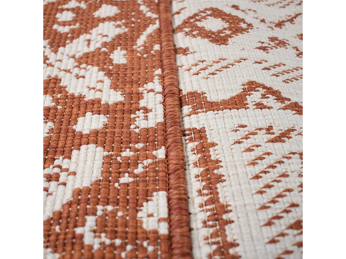 Tapis extérieur, kilim reversible 240x340 LYN2 AF REVERSIBLE terracotta et crème