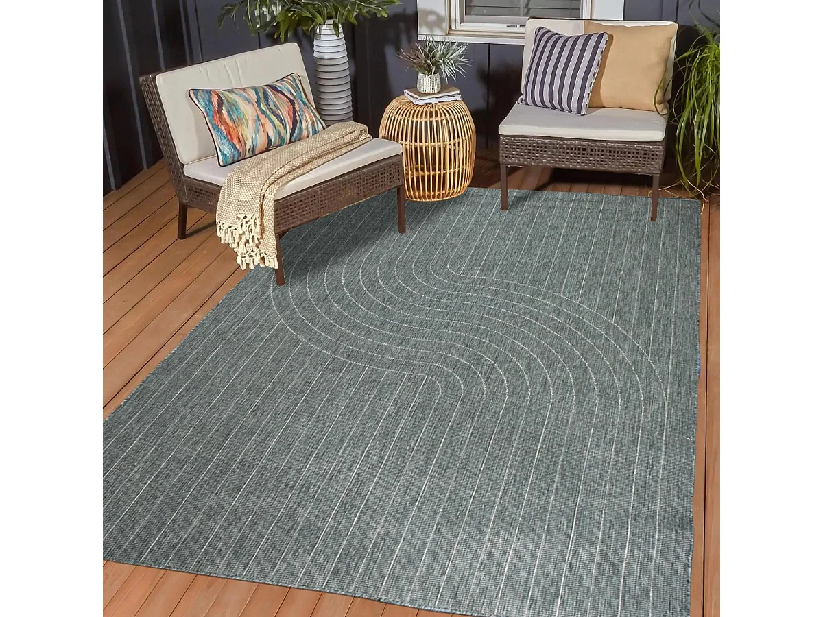 Tappeto da esterno, kilim reversibile 120x170 EX1 OR verde e beige