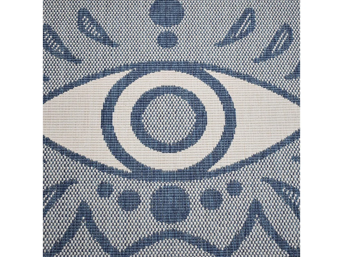Tapis extérieur, kilim reversible 120x170 LYN2 L REVERSIBLE bleu et beige