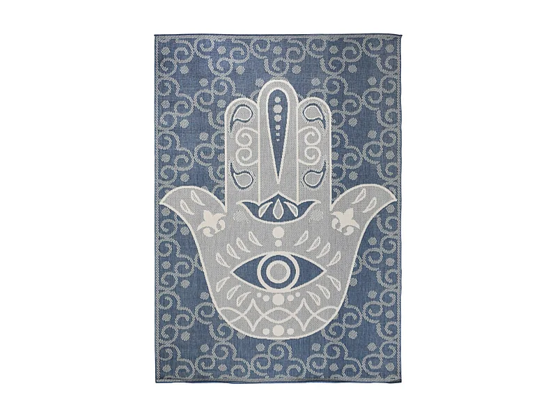 Tapis extérieur, kilim reversible 120x170 LYN2 L REVERSIBLE bleu et beige