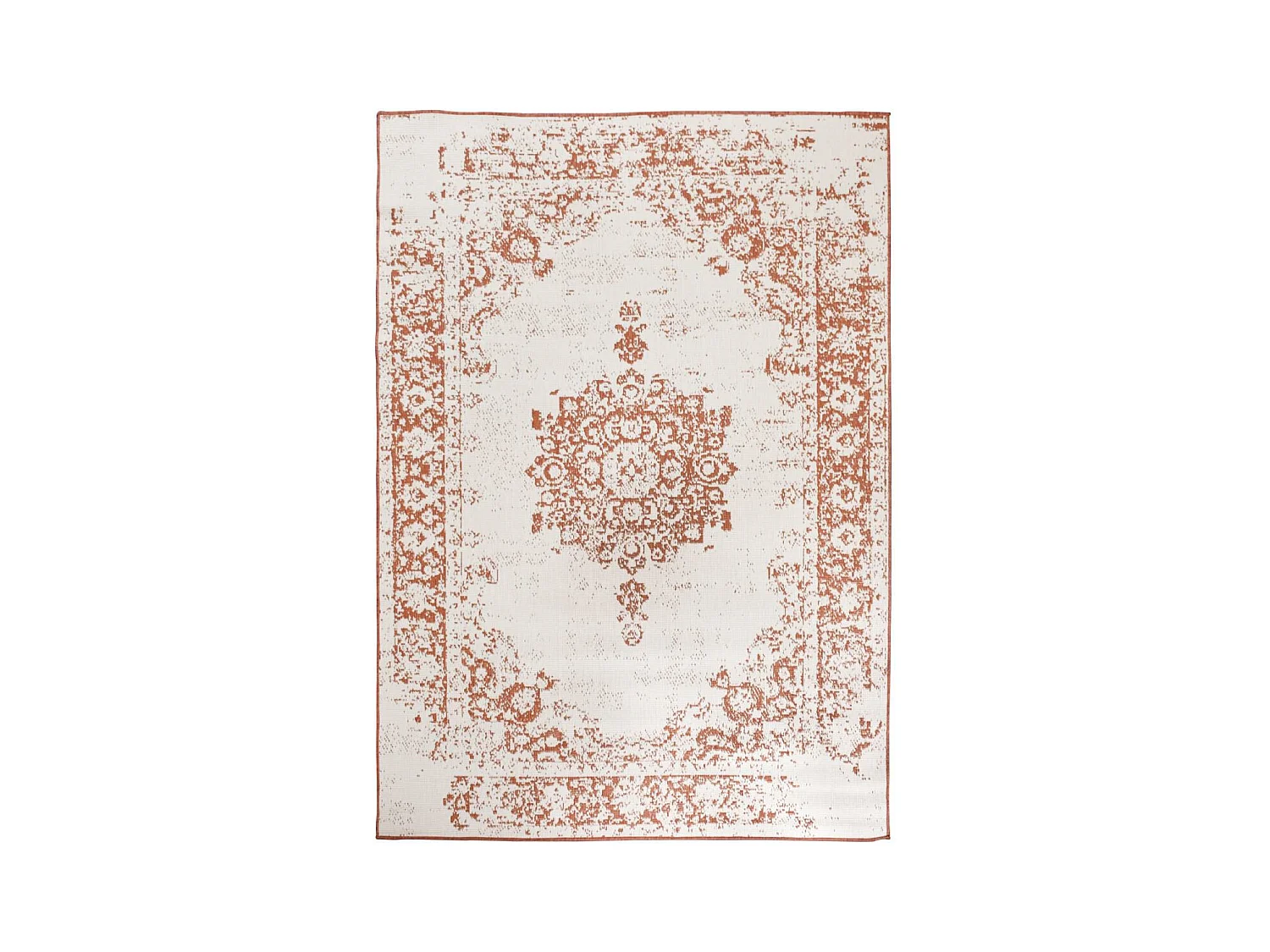 Tapis extérieur, kilim reversible 200x290 LYN2 AU REVERSIBLE marron et crème