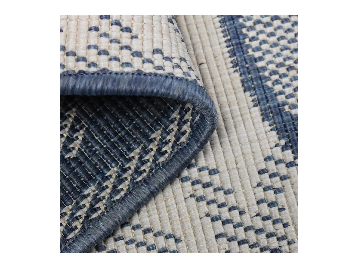 Tapis extérieur, kilim reversible 160x230 LYN2 L REVERSIBLE bleu et beige