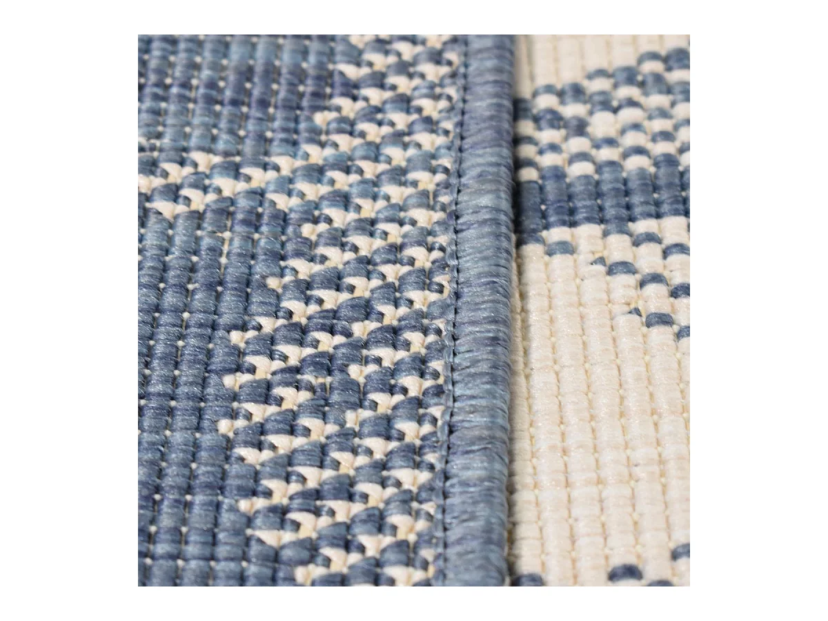 Tapis extérieur, kilim reversible 160x230 LYN2 L REVERSIBLE bleu et beige