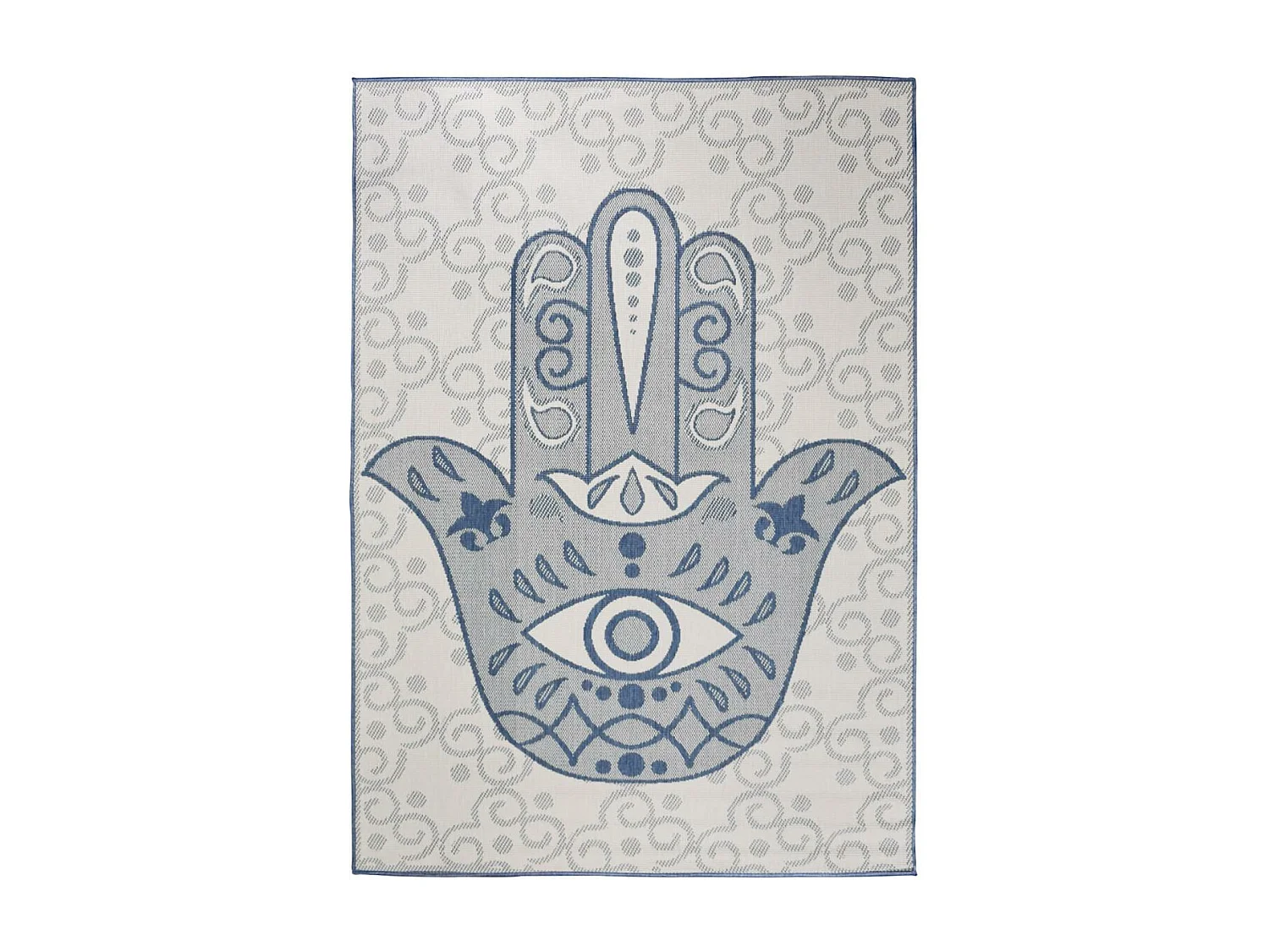 Tapis extérieur, kilim reversible 160x230 LYN2 L REVERSIBLE bleu et beige