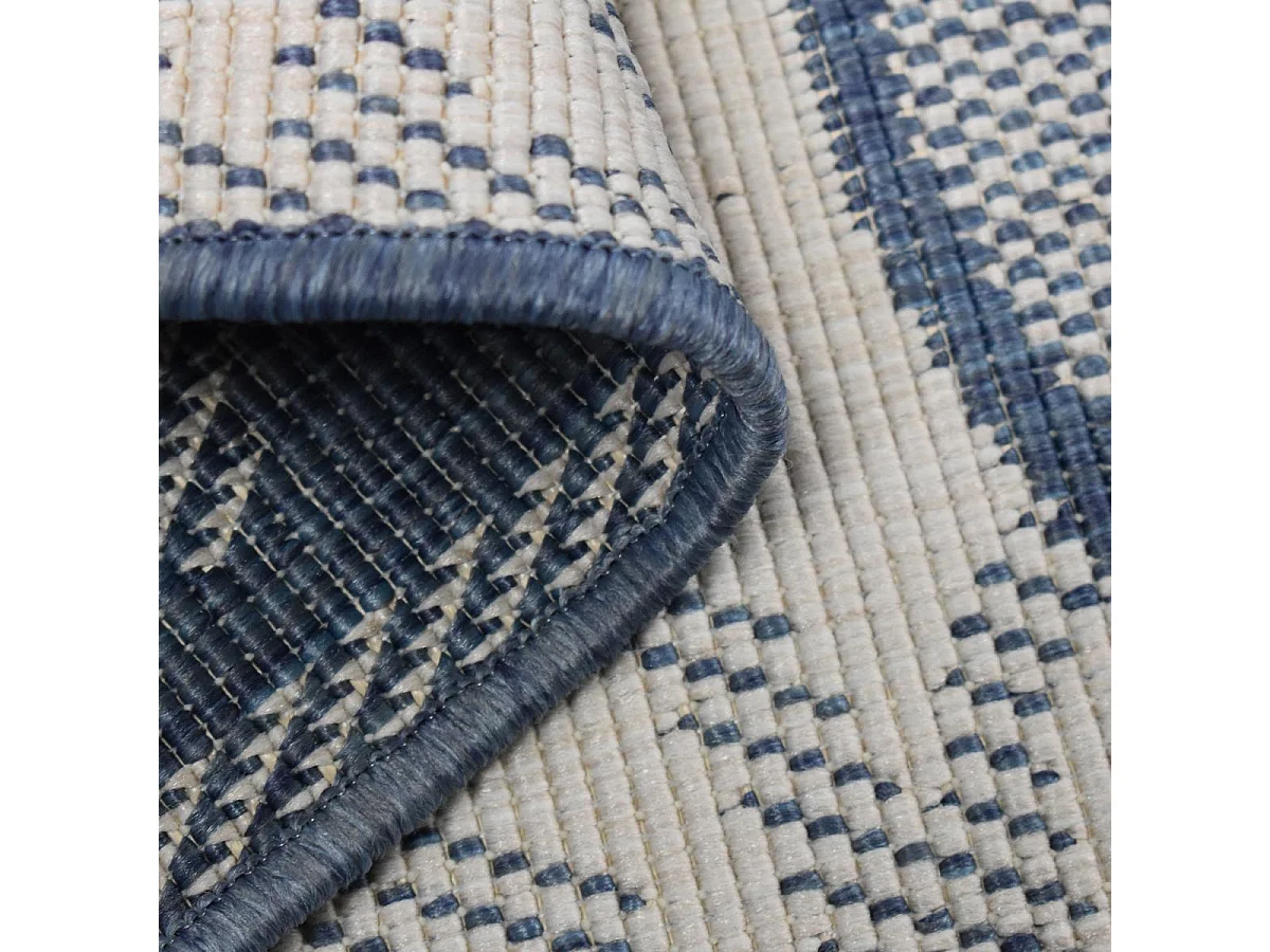 Tapis extérieur, kilim reversible 80x150 LYN2 L REVERSIBLE bleu et beige