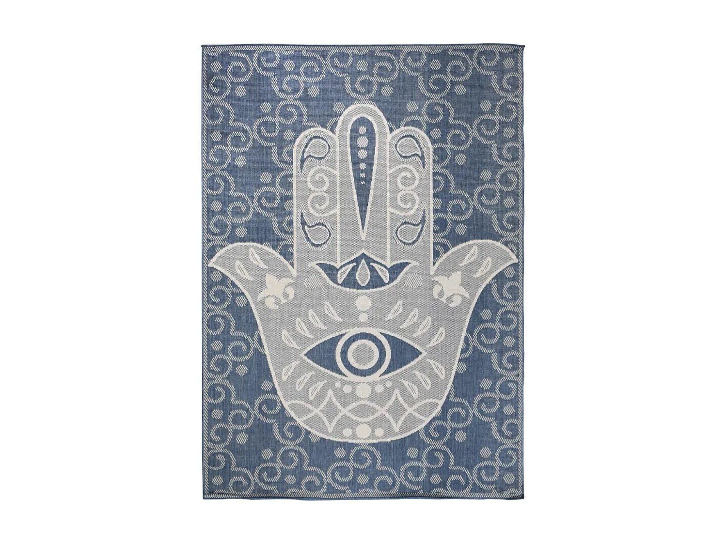 Tapis extérieur, kilim reversible 80x150 LYN2 L REVERSIBLE bleu et beige