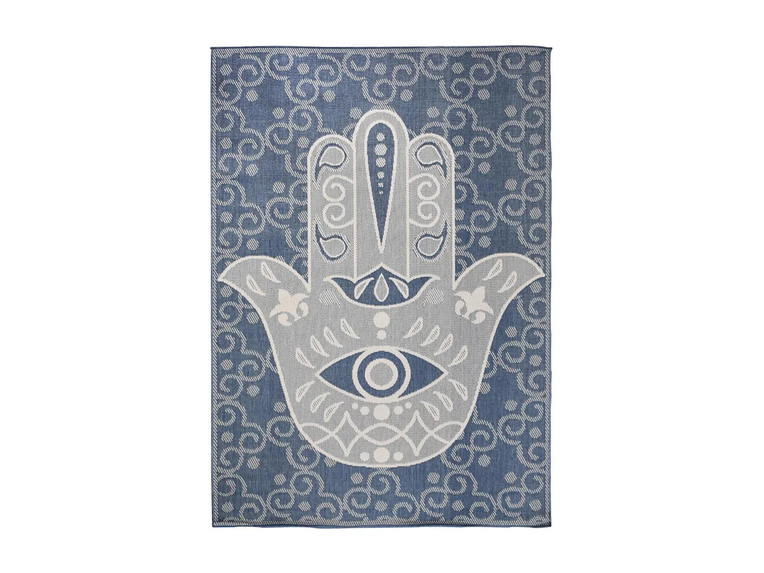 Tapis extérieur, kilim reversible 80x150 LYN2 L REVERSIBLE bleu et beige