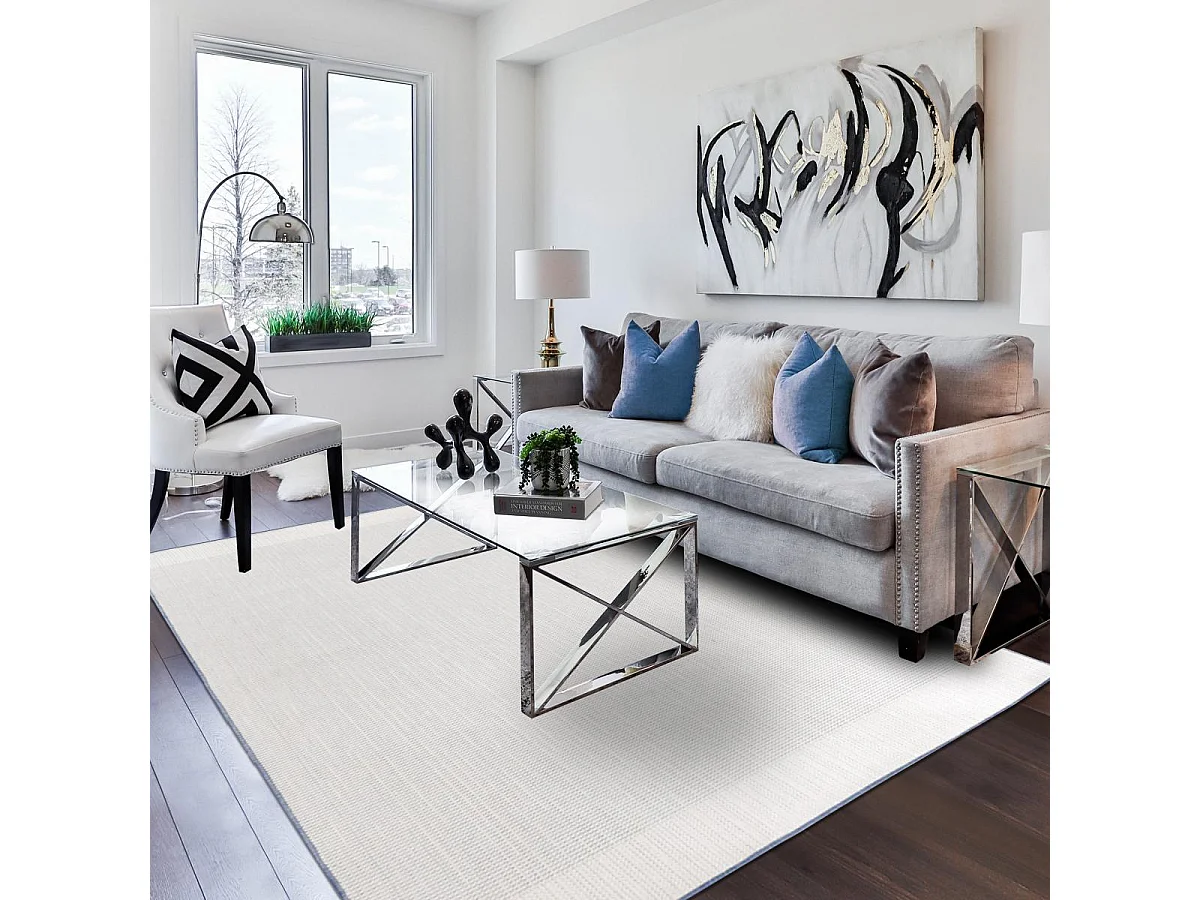 Tapis extérieur, kilim reversible 120x170 LYN2 N REVERSIBLE bleu et gris