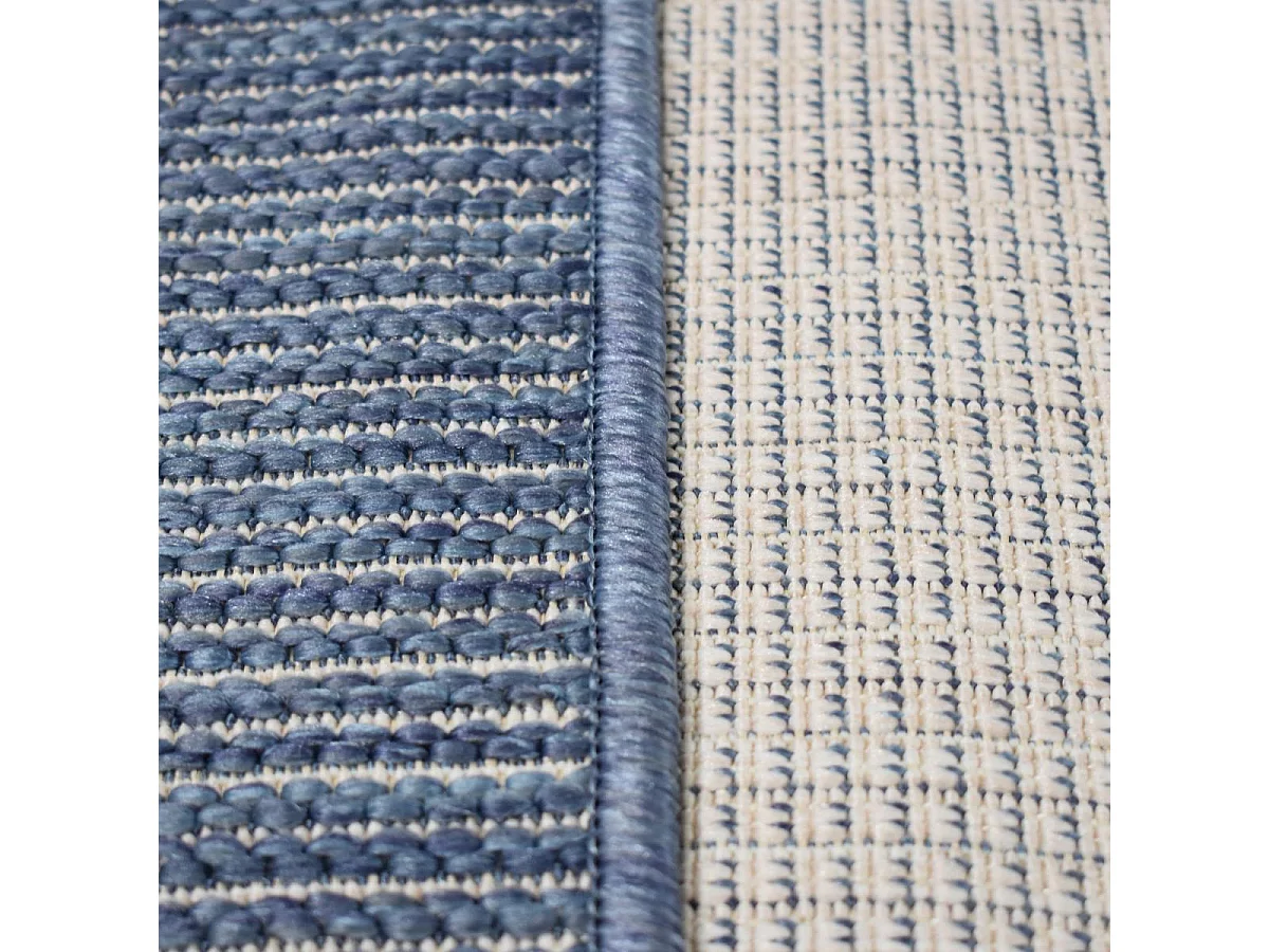 Tapis extérieur, kilim reversible 120x170 LYN2 N REVERSIBLE bleu et gris
