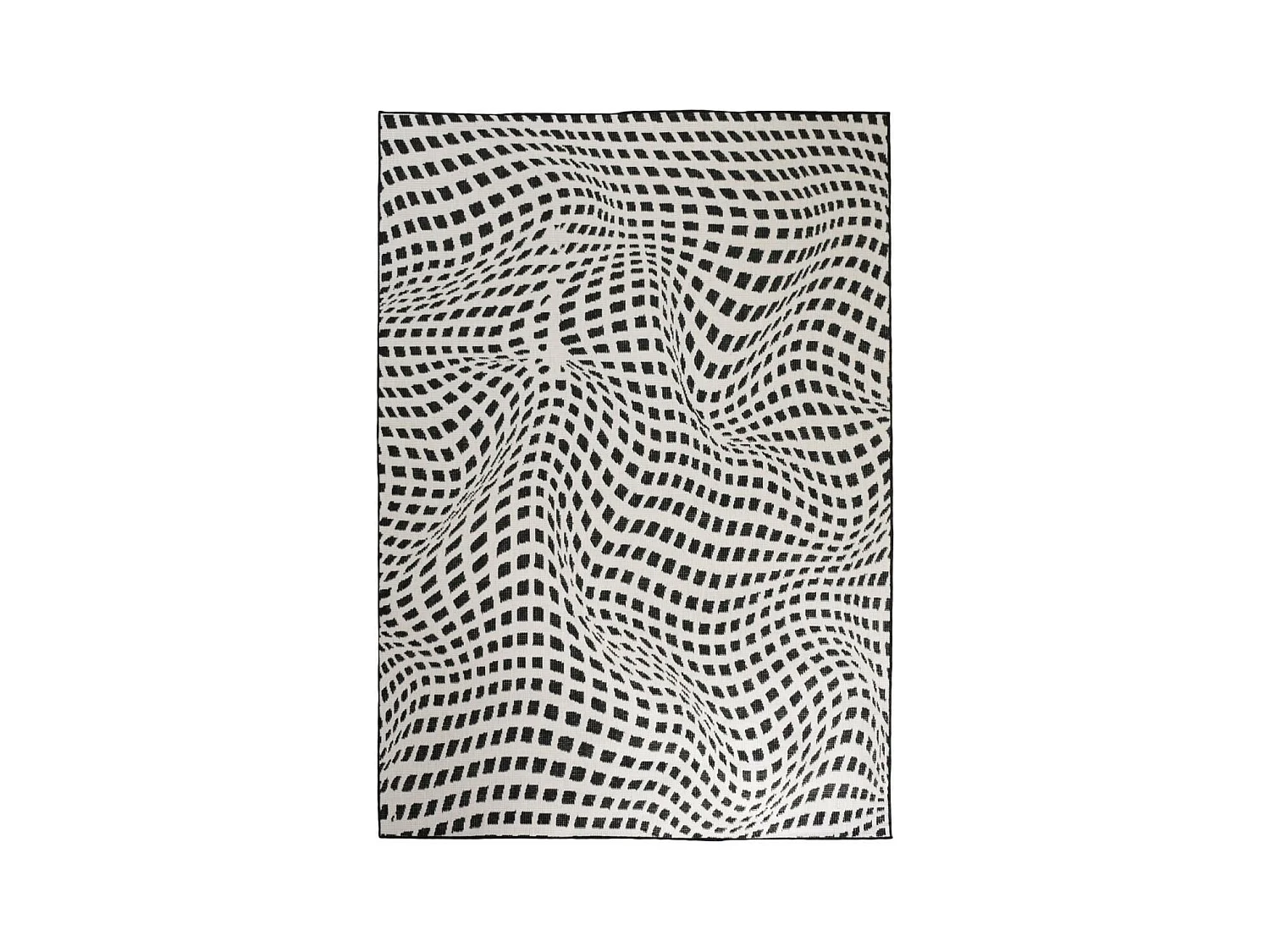 Tapis extérieur, kilim reversible 200x290 LYN2 BK REVERSIBLE noir et blanc