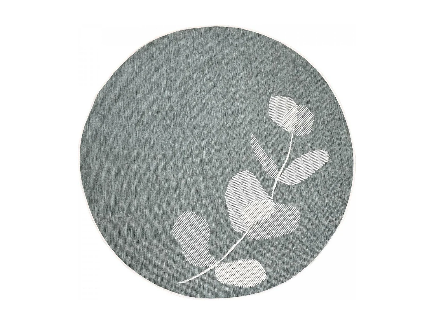 Tapis rond d'extérieur, kilim reversible Ø100cm LYN2 D ROND REVERSIBLE beige et vert