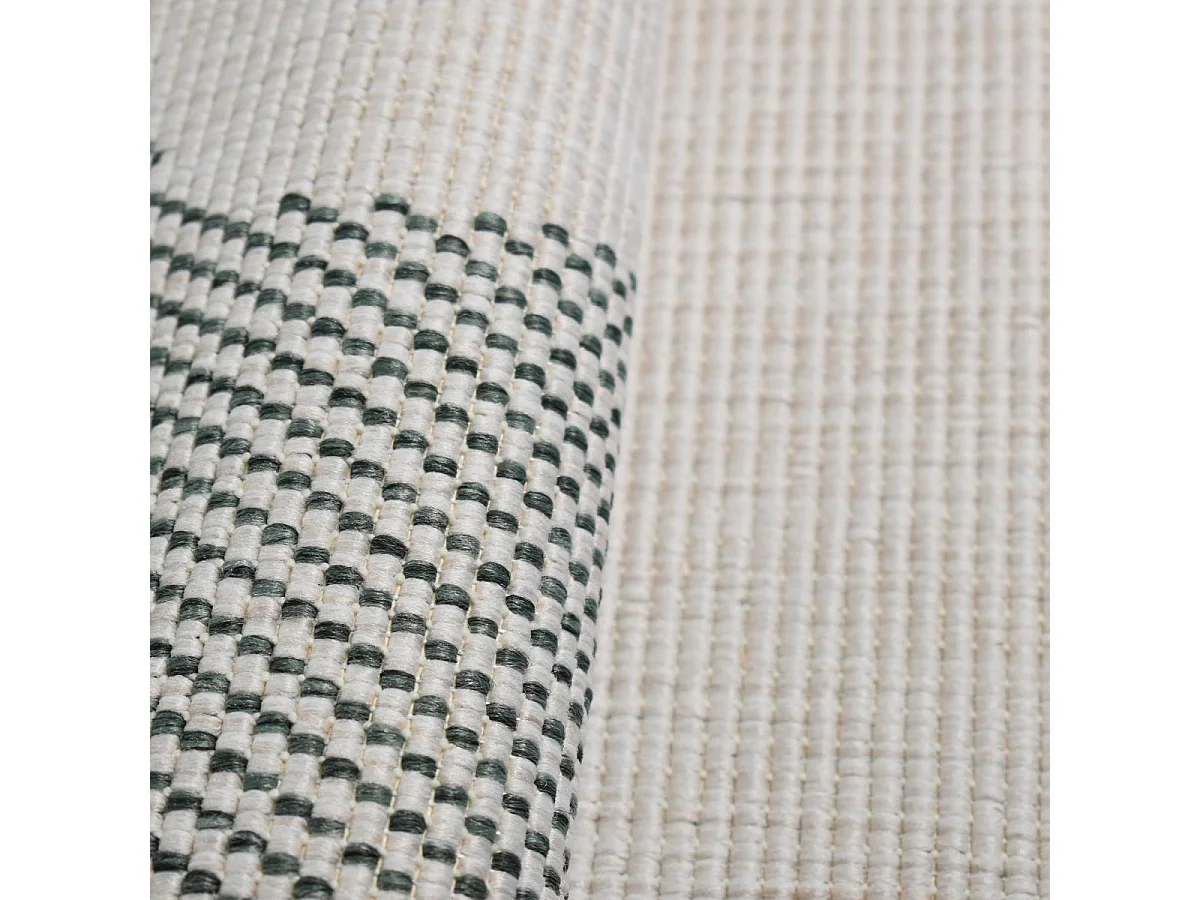 Tapis rond d'extérieur, kilim reversible Ø100cm LYN2 D ROND REVERSIBLE beige et vert