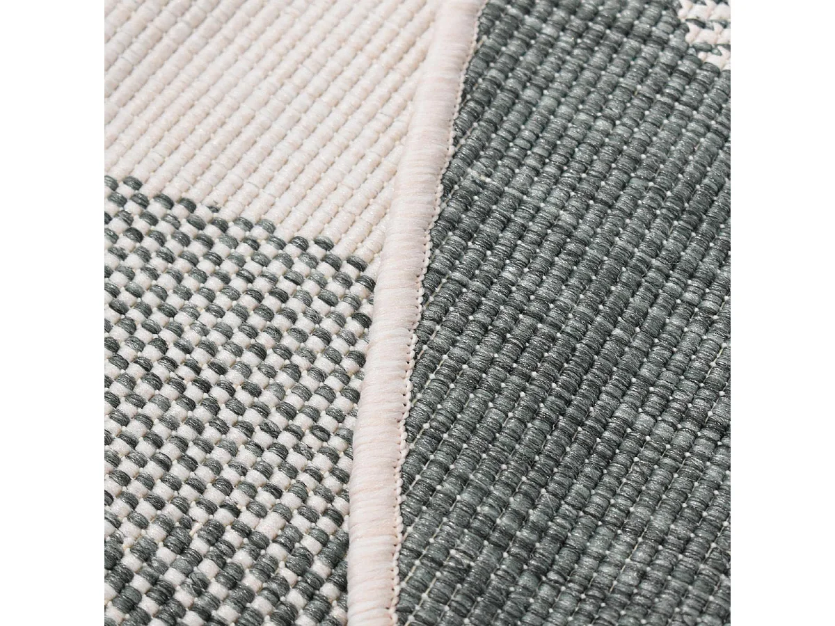 Tapis rond d'extérieur, kilim reversible Ø100cm LYN2 D ROND REVERSIBLE beige et vert