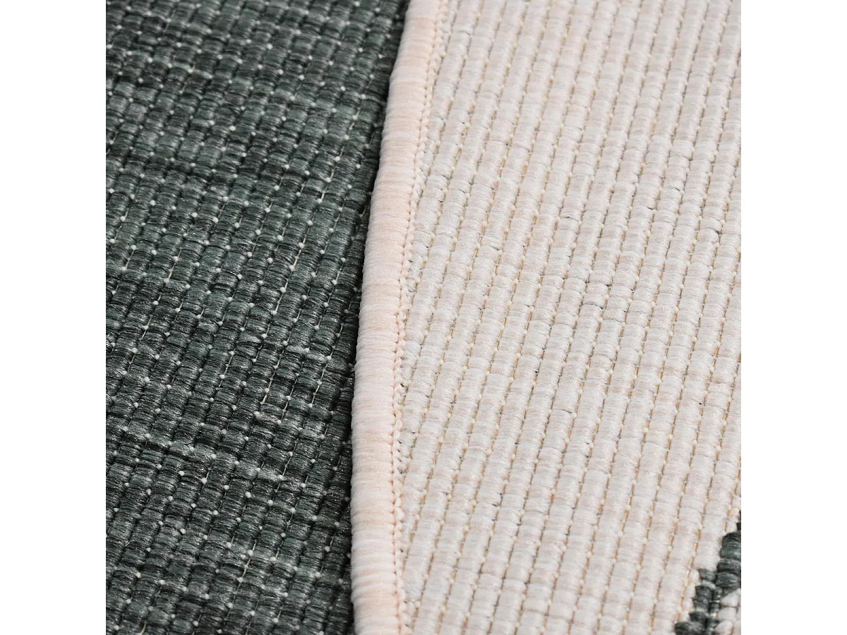 Tapis rond d'extérieur, kilim reversible Ø100cm LYN2 D ROND REVERSIBLE beige et vert