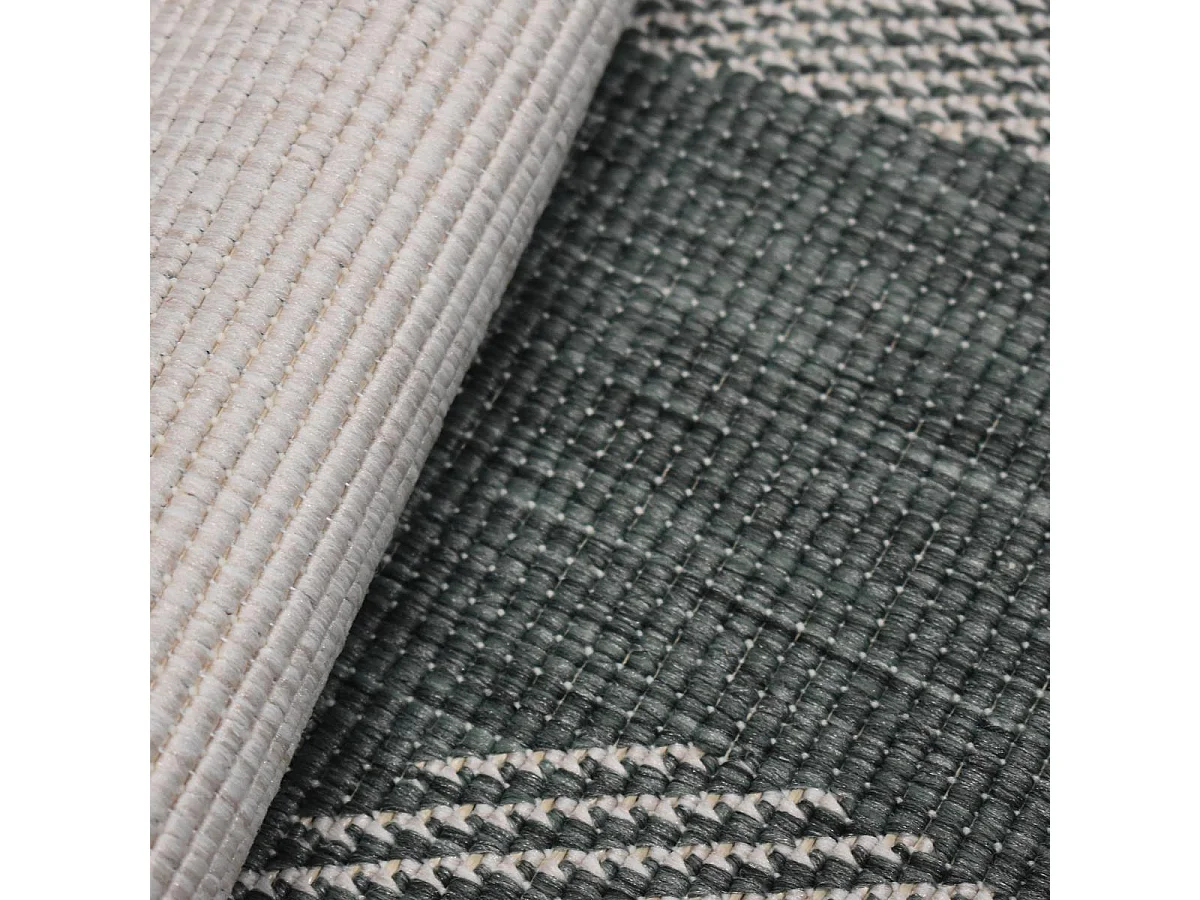 Tapis rond d'extérieur, kilim reversible Ø100cm LYN2 D ROND REVERSIBLE beige et vert