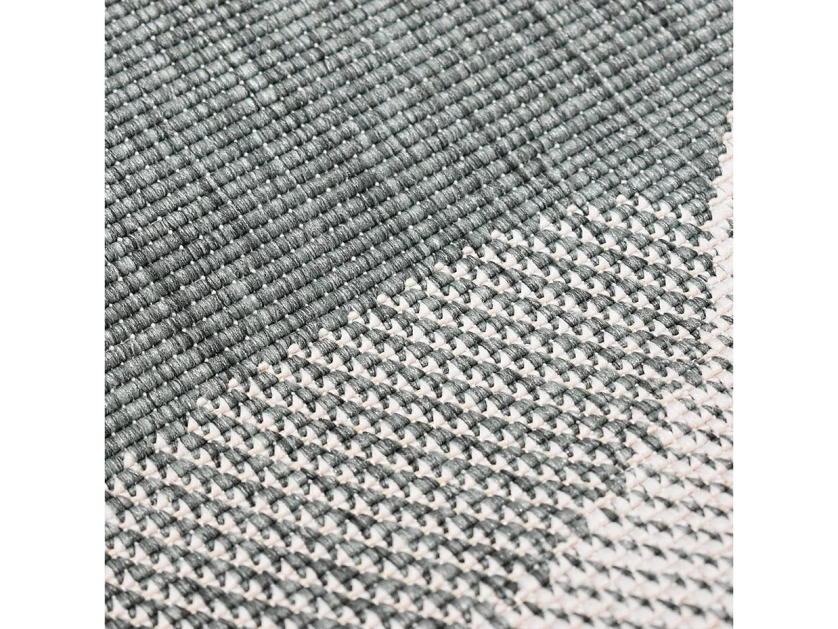 Tapis rond d'extérieur, kilim reversible Ø100cm LYN2 D ROND REVERSIBLE beige et vert