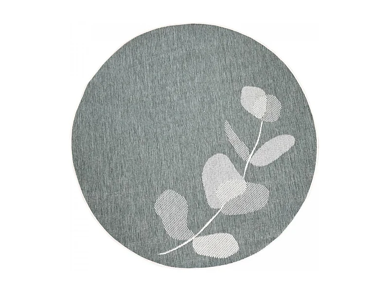 Tapis rond d'extérieur, kilim reversible Ø100cm LYN2 D ROND REVERSIBLE beige et vert