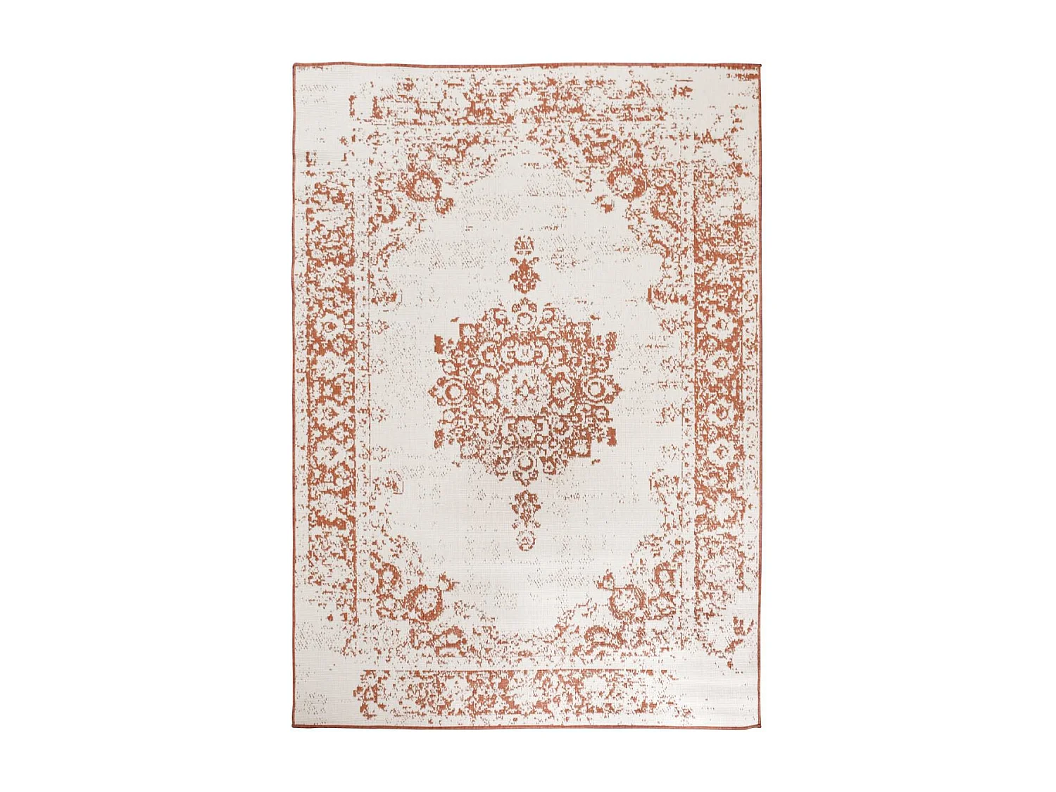 Tapis extérieur, kilim reversible 240x340 LYN2 AU REVERSIBLE marron et crème