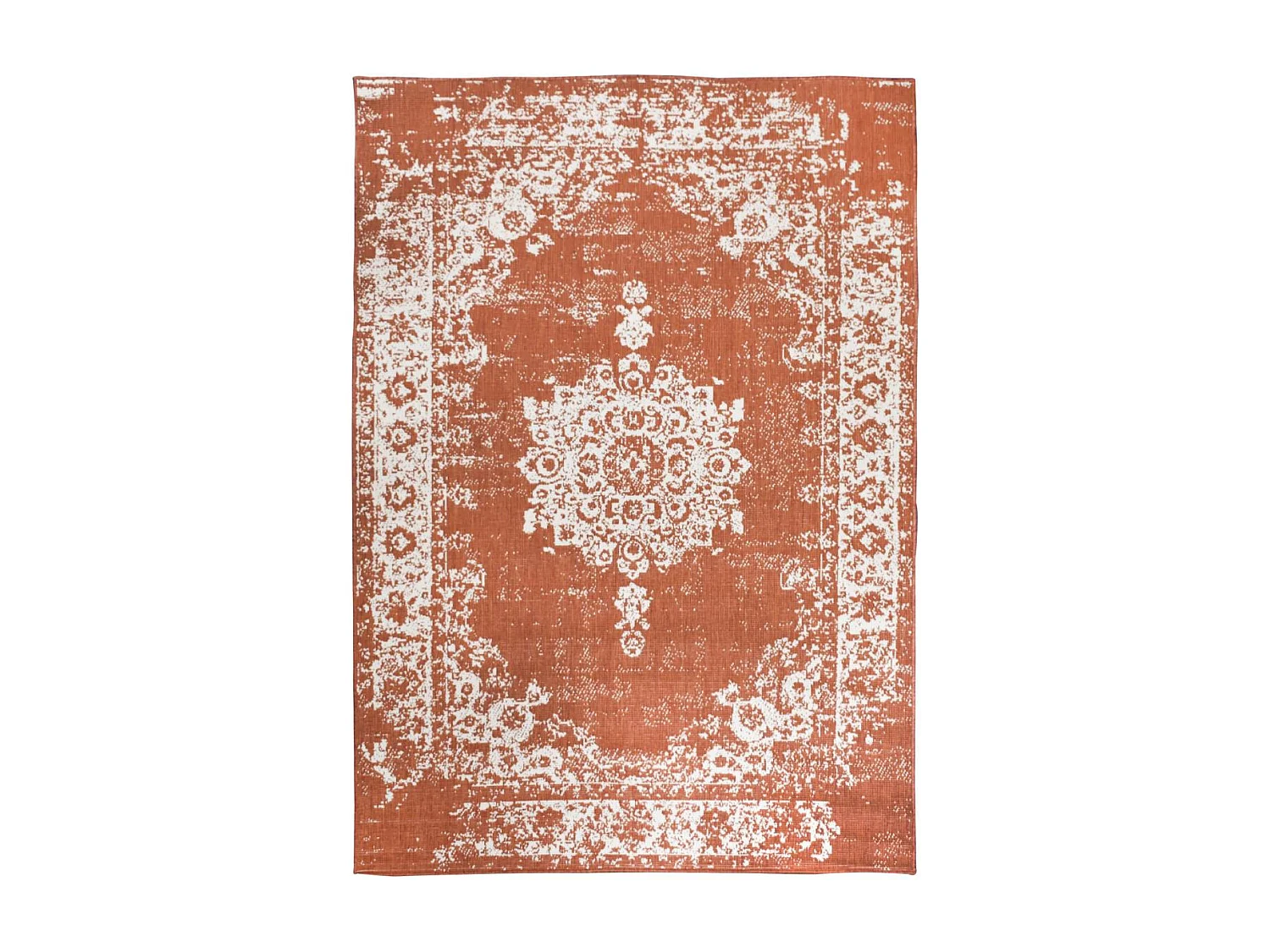 Tapis extérieur, kilim reversible 240x340 LYN2 AU REVERSIBLE marron et crème