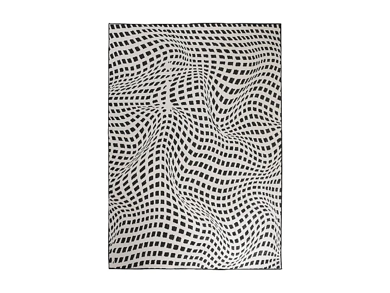 Tapis extérieur, kilim reversible 240x340 LYN2 BK REVERSIBLE noir et blanc