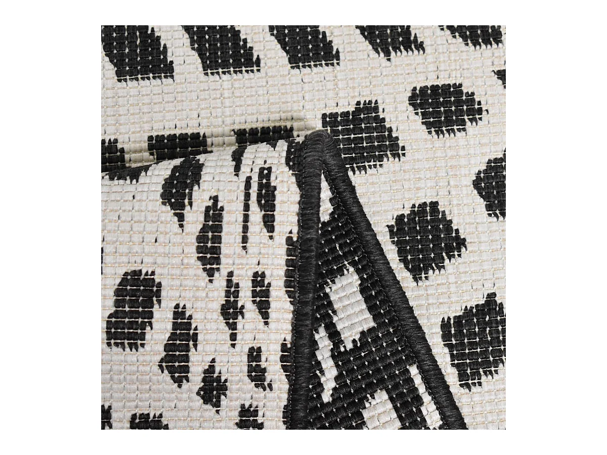 Tapis extérieur, kilim reversible 240x340 LYN2 BK REVERSIBLE noir et blanc