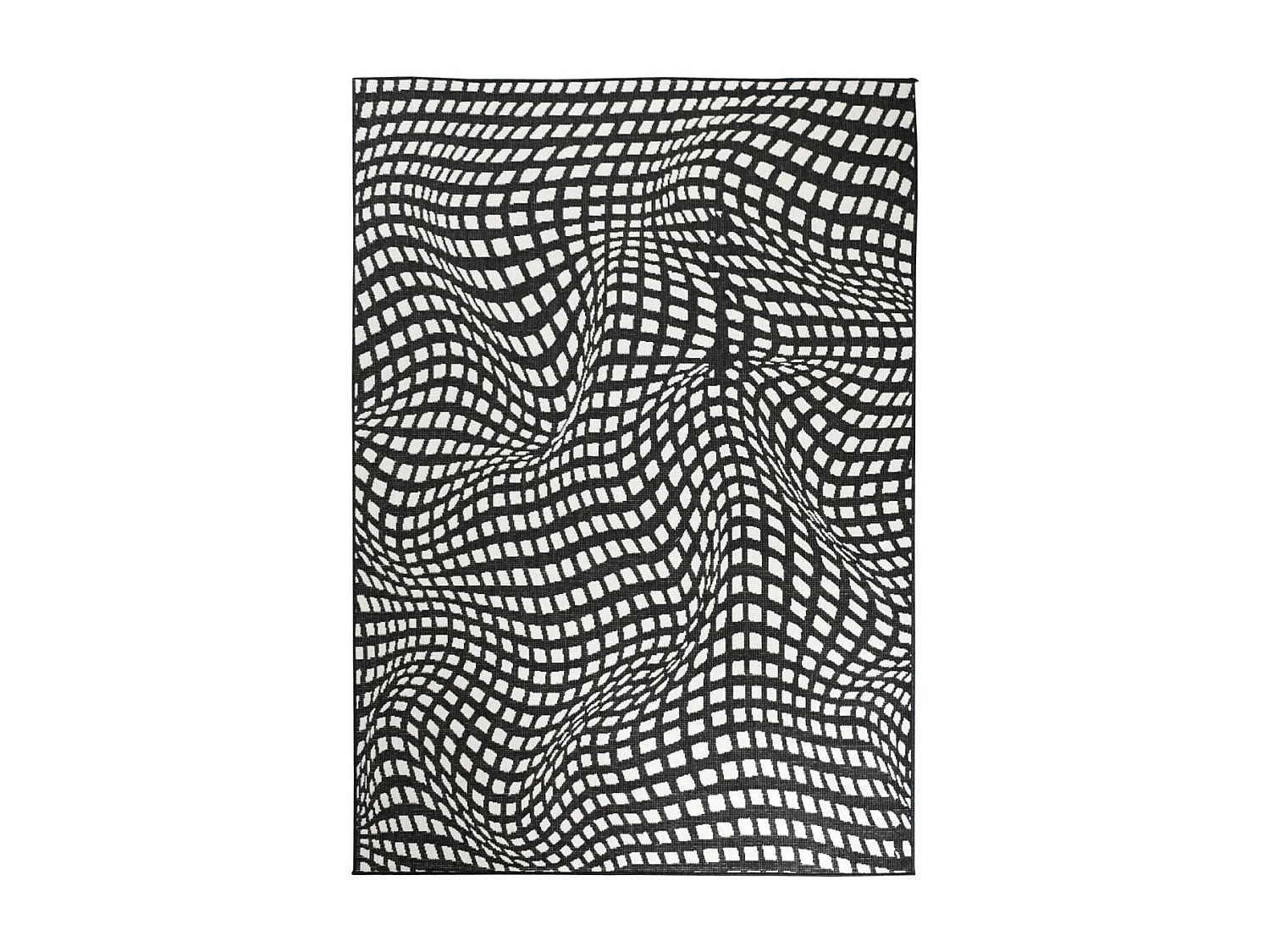 Tapis extérieur, kilim reversible 240x340 LYN2 BK REVERSIBLE noir et blanc