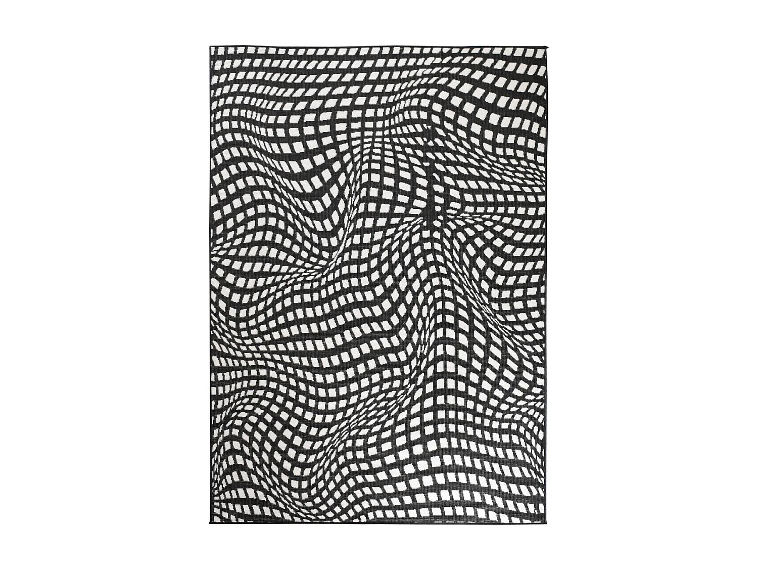 Tapis extérieur, kilim reversible 240x340 LYN2 BK REVERSIBLE noir et blanc