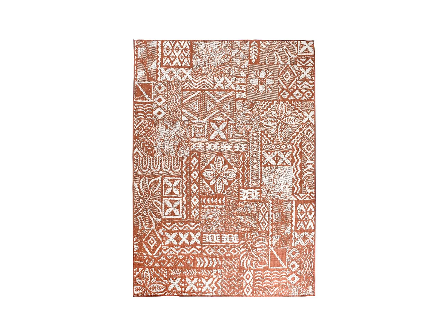 Tapis extérieur, kilim reversible 160x230 LYN2 AF REVERSIBLE terracotta et crème