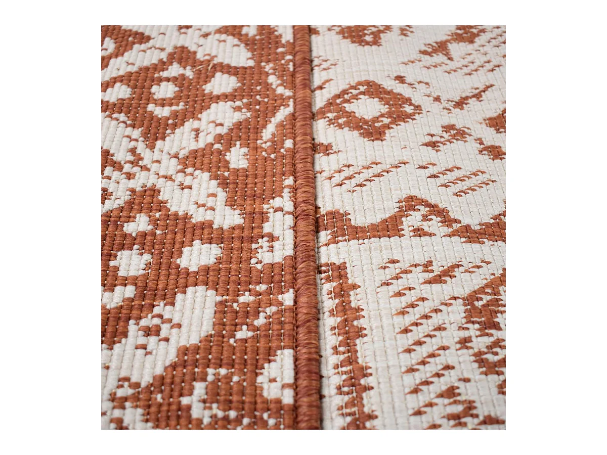 Tapis extérieur, kilim reversible 160x230 LYN2 AF REVERSIBLE terracotta et crème