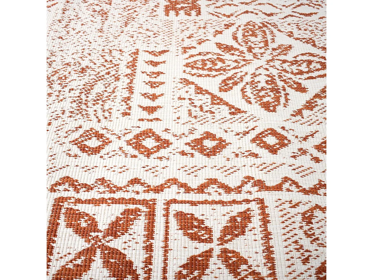 Tapis extérieur, kilim reversible 160x230 LYN2 AF REVERSIBLE terracotta et crème