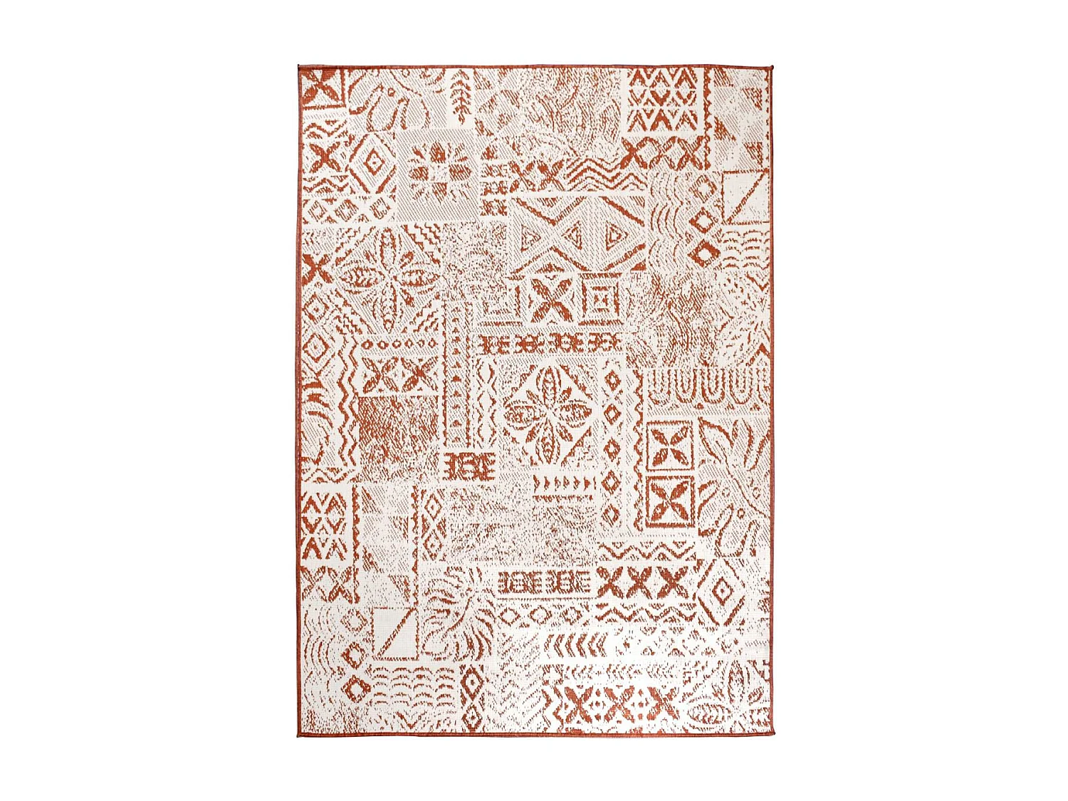 Tapis extérieur, kilim reversible 160x230 LYN2 AF REVERSIBLE terracotta et crème