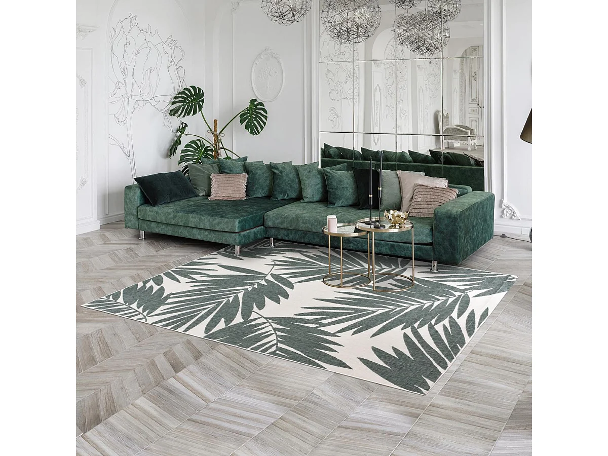 Tappeto da esterno, kilim reversibile 120x170 EX1 BRA verde e beige